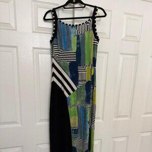 Women’s Sleeveless Patchwork Maxi Dress Abstract Print